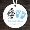 Hello New Baby Boy Blue Footprint Personalised Gift Keepsake Hanging Ornament