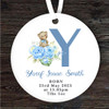 New Baby Boy Teddy Bear Letter Y Personalised Gift Keepsake Hanging Ornament
