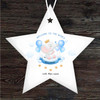 Welcome New Baby Boy Blue Elephant Star Personalised Gift Hanging Ornament