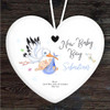 New Baby Boy Stork Birth Details Heart Personalised Gift Hanging Ornament