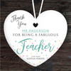 Thank You Fabulous Green Teacher Dots Heart Personalised Gift Hanging Ornament