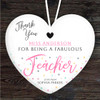 Thank You Fabulous Pink Teacher Dots Heart Personalised Gift Hanging Ornament