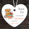 Thank You Teacher School Teddy Bear Heart Personalised Gift Hanging Ornament