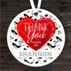 Thank You Flower Girl Heels & Red Heart Round Personalised Gift Hanging Ornament