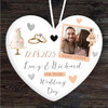 Gold Happy Couple Wedding Day Cake Heart Personalised Gift Hanging Ornament