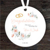 On Your Wedding Day Peach Rings Personalised Gift Keepsake Hanging Ornament