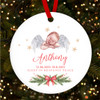 Sleeping Baby Angel Floral Stars Personalised Christmas Tree Ornament Decoration