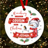 Remembering Cousin Memorial Red Snowman Custom Christmas Tree Bauble Decoration