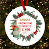 Time Prosecco Wine Secret Santa Personalised Christmas Tree Ornament Decoration