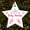 Baby Girl Memorial est Star Footprints Custom Christmas Tree Bauble Decoration