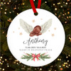 Sleeping Dark Skin Baby Angel Personalised Christmas Tree Ornament Decoration