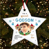 Special Godson Boy Bear Photo Personalised Christmas Tree Ornament Decoration