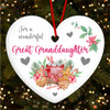 Wonderful Great Granddaughter Hot Chocolate Custom Christmas Tree Decoration