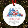 Snowman Family 1st As Parents Scene Custom Christmas Tree Bauble Decoration