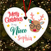 Cute Reindeer Glasses To My Niece Custom Christmas Tree Ornament Decoration