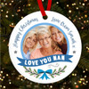Love You Nan Photo Bow Personalised Christmas Tree Ornament Decoration
