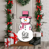Pink Scarf And Hat Personalised Snowman Decoration Christmas Indoor Outdoor Sign