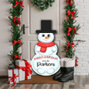 Red Scarf Personalised Snowman Decoration Family Christmas Indoor Outdoor Sign