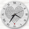 Any Song Lyrics Or Quote Grey Script Heart Custom Gift Personalised Clock