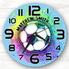 Boys Room Bright Football Blue Custom Gift Personalised Clock