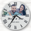 Semicircle Photo Frame Couples Wedding Anniversary Grey Gift Personalised Clock