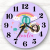 Hot Air Balloon Rainbow Photo Girl Purple Personalised Gift Personalised Clock