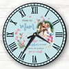 Thank You Mum Photo Bird Flowers Blue Personalised Gift Personalised Clock