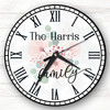 Pink Green Floral Chic Family Name Personalised Gift Personalised Clock