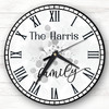 Grey Floral Chic Family Name Personalised Gift Personalised Clock