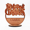 Engraved Wood Merry Christmas Reindeer Antler Stars Keepsake Personalised Gift