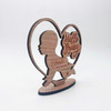 Engraved Wood Hello New Baby Heart Silhouette Keepsake Personalised Gift