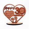 Wood Happy 30 Years Wedding Anniversary Couple Heart Keepsake Personalised Gift