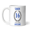 Present For Teenage Boy 16th Birthday Gift 16 Awesome Blue Personalised Mug