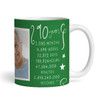 90th Birthday Gift For Him Green Photo Mins Seconds Tea Coffee Personalised Mug