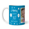 30th Birthday Gift For Him Blue Photo Mins Seconds Tea Coffee Personalised Mug