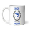 75th Birthday Gift For Man Blue Male Mens 75th Birthday Present Personalised Mug
