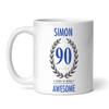 90th Birthday Gift For Man Blue Male Mens 90th Birthday Present Personalised Mug