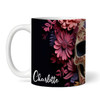 Pink Floral Decorative Skull Gothic Alternative Tea Coffee Cup Personalised Mug