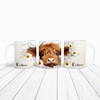 Cute 3D Peeking Highland Cow Name Tea Coffee Cup Custom Gift Personalised Mug