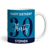 30th Birthday Photo Gift Blue Tea Coffee Cup Personalised Mug