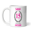 Present For Teenage Girl 15th Birthday Gift 15 Awesome Pink Personalised Mug