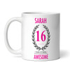 Present For Teenage Girl 16th Birthday Gift 16 Awesome Pink Personalised Mug