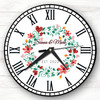 Green Red Floral Established Anniversary Valentine's Day Gift Personalised Clock
