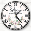 Grandma Pink Watercolour Floral Mother's Day Birthday Gift Personalised Clock