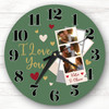 I Love You Photo Green Valentine's Day Gift Anniversary Personalised Clock