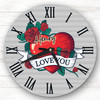 Grey Retro I Love You Valentine's Day Anniversary Gift Personalised Clock
