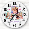 Grandma Love You Photo Grey Mother's Day Birthday Gift Personalised Clock