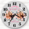 Grandma Mother's Day Gift Grey Flower Photos Personalised Clock