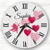 Grey Pink Heart Valentine's Gift Personalised Clock