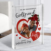 Valentine's Gift For Girlfriend Roses Red Heart Photo Custom Clear Acrylic Block